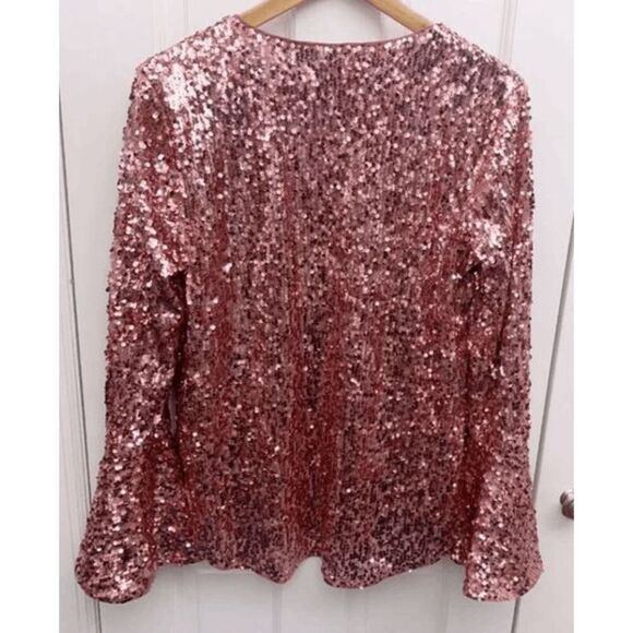 Anthropologie Moulinette Soeurs size 6 pink sequined long sleeve top - Picture 5 of 7